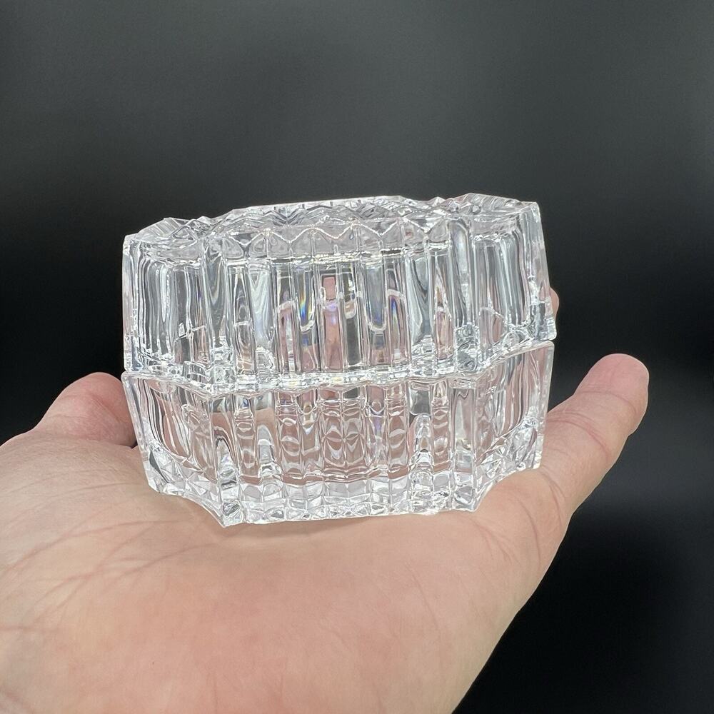 Vintage Lead Crystal Trinket Box, Ring Box, Jewelry Holder, With Lid, Mint